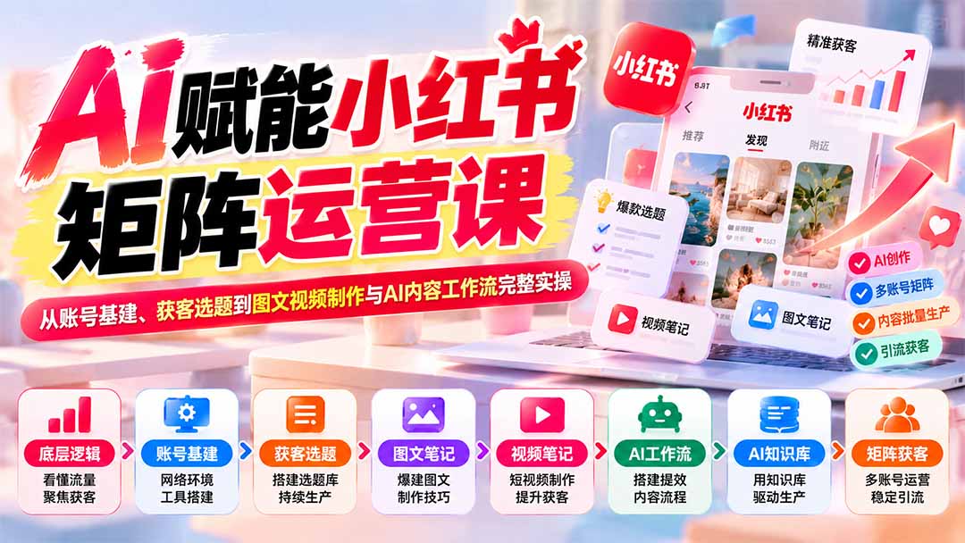 AI赋能小红书矩阵运营完整实战课