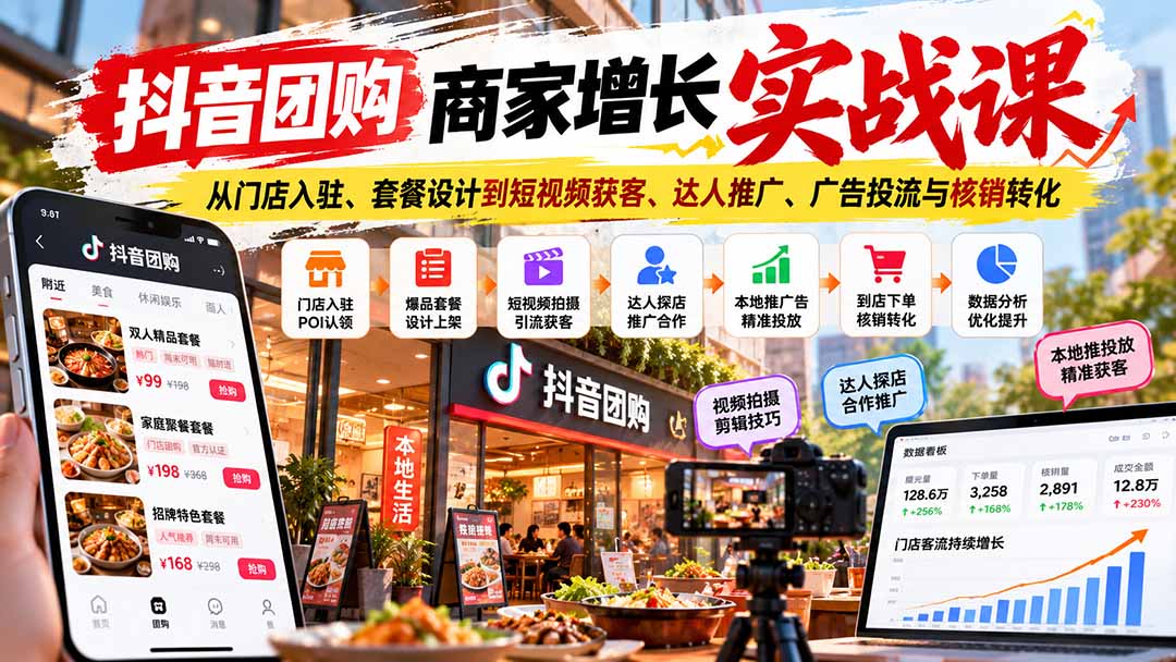 抖音团购商家增长实战课门店运营全流程讲解