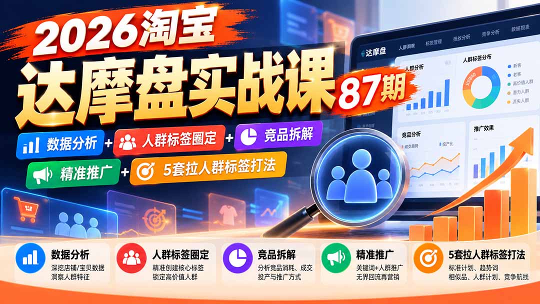 2026淘宝达摩盘实战课数据分析人群圈定推广