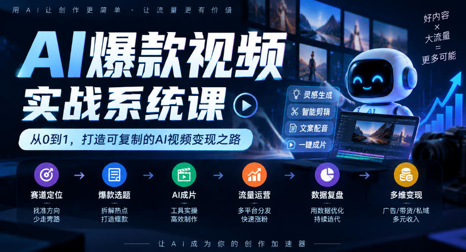AI爆款视频全链路实操系统课解决短视频运营难题