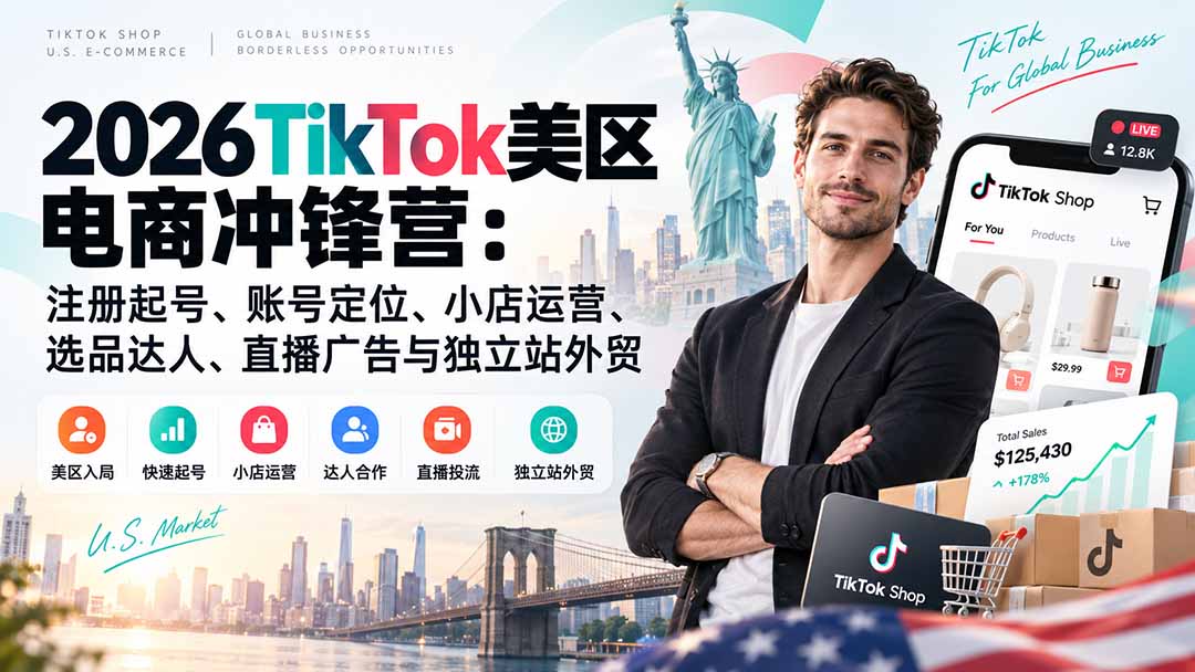 TikTok美区电商全链路实战课程系统提升跨境运营能力