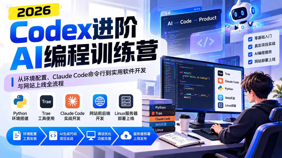 Codex进阶AI编程训练营环境配置到网站上线全流程