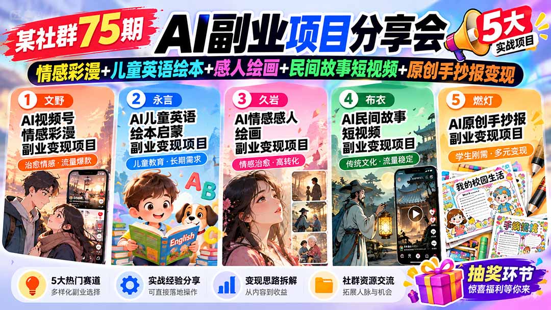 75期AI内容创作项目分享多赛道变现参考
