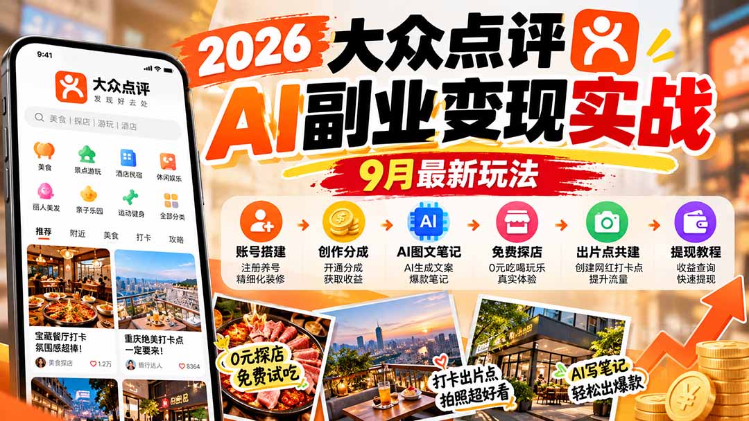 2026大众点评AI运营及创作分成操作指南