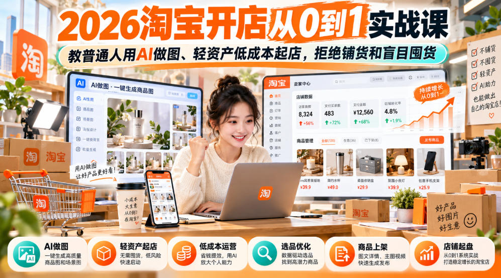 2026淘宝开店从0到1实战课教普通人轻资产起步