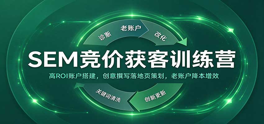 SEM竞价获客训练营账户搭建创意落地页实操课程