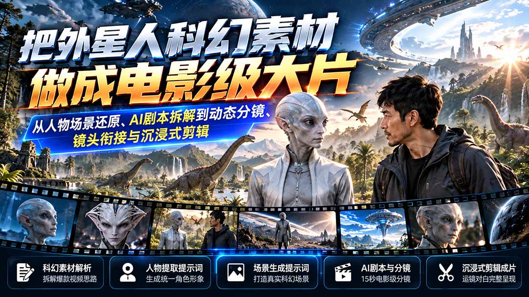 AI外星人科幻科普短视频创作实战课程