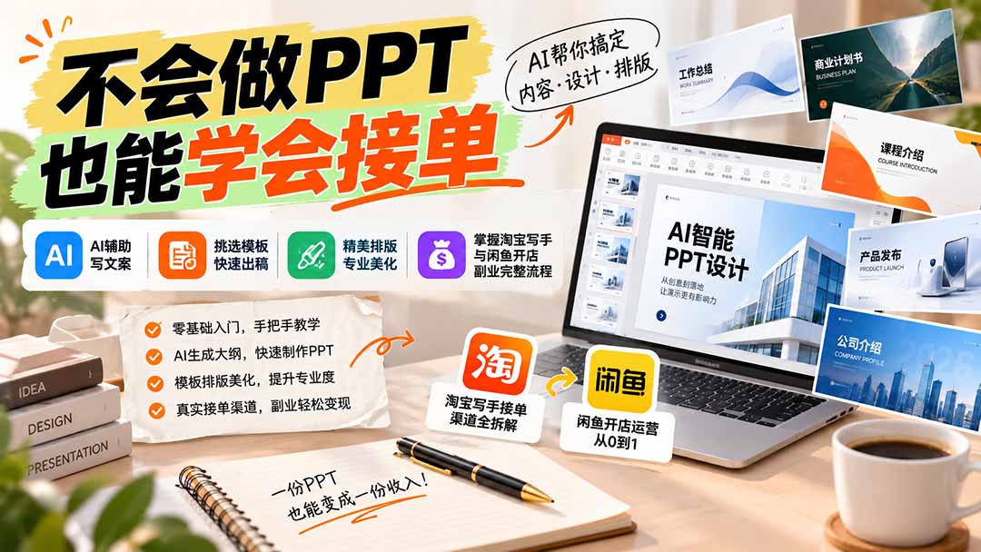零基础学AIPPT制作掌握淘宝闲鱼接单技能