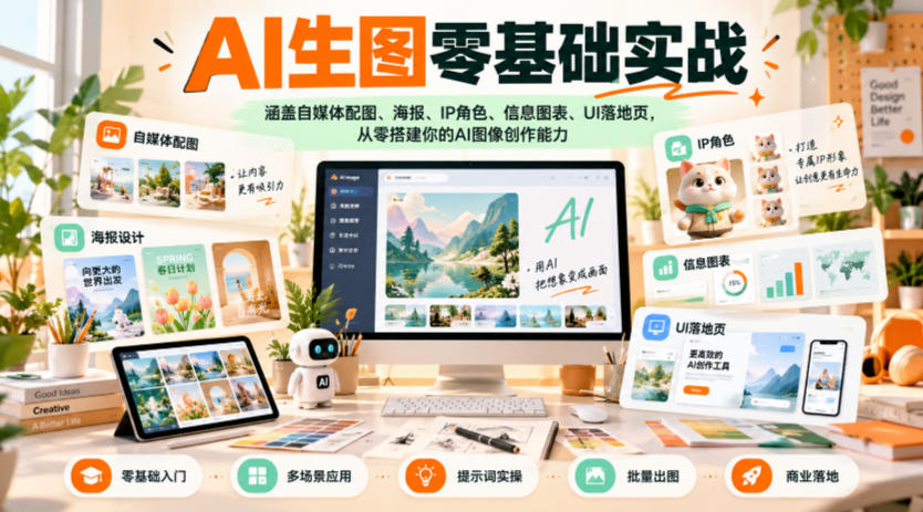 AI生图零基础实战课程适配多平台搭建创作能力