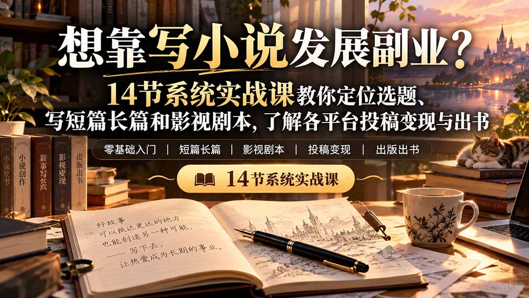 14节小说写作系统实战课覆盖创作投稿全链路