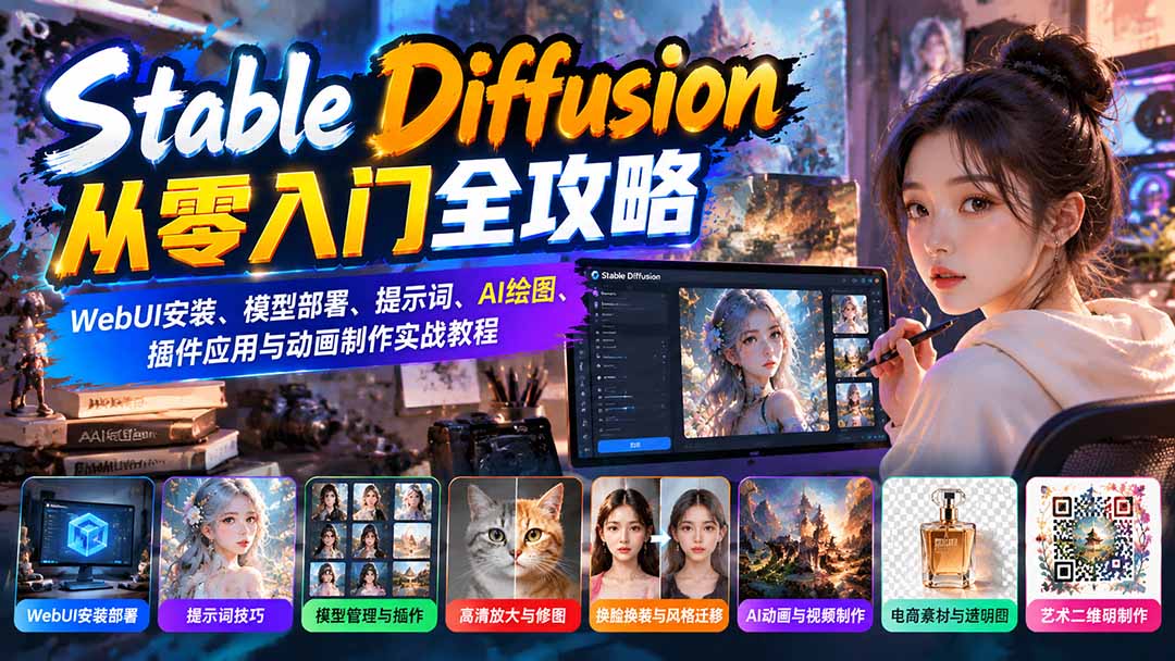 StableDiffusion从零入门全攻略WebUI安装及AI绘图动画实战