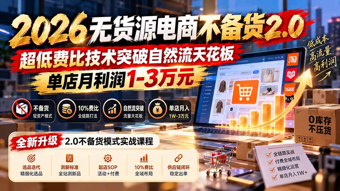 2026无货源电商不备货实战课程全链路运营内容