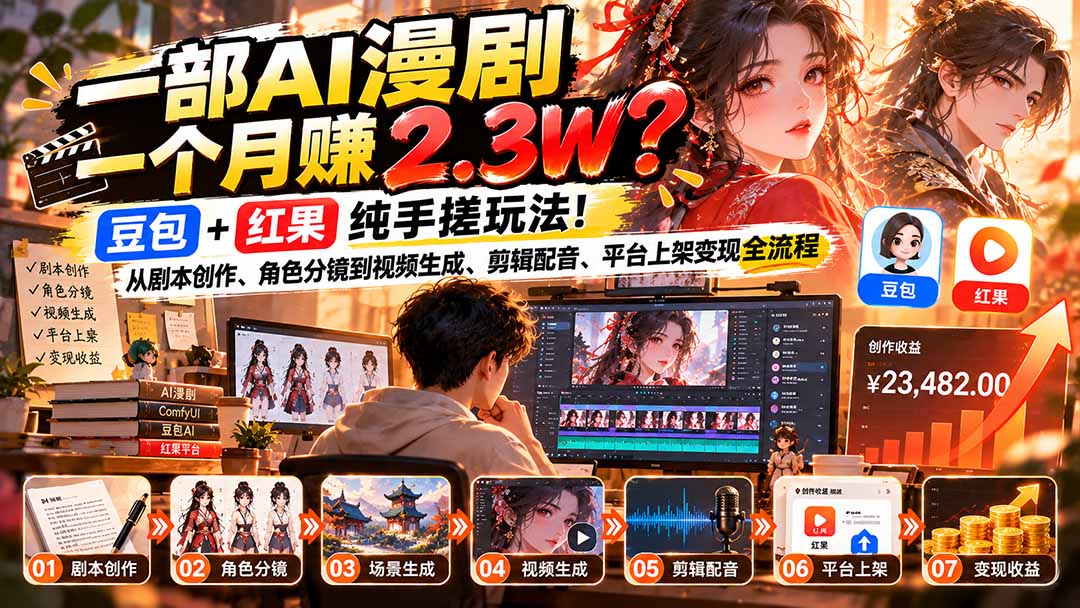 AI漫剧短剧制作全流程豆包红果工具应用教学