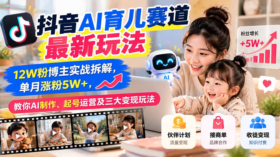 抖音AI育儿赛道起号变现实战玩法解析