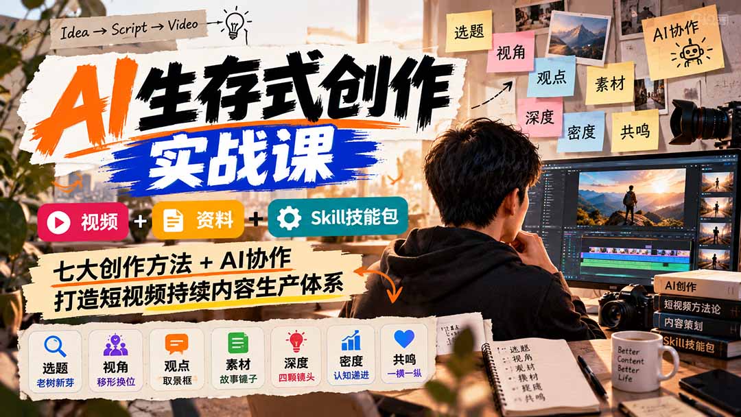 AI生存式创作实战课短视频内容创作学习资源