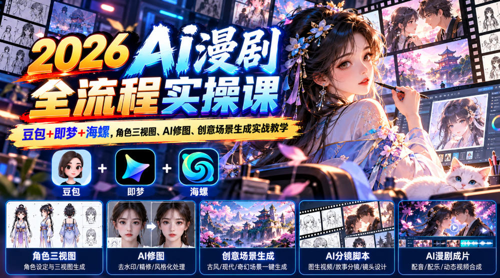 2026AI漫剧全流程实操课豆包即梦海螺工具教学