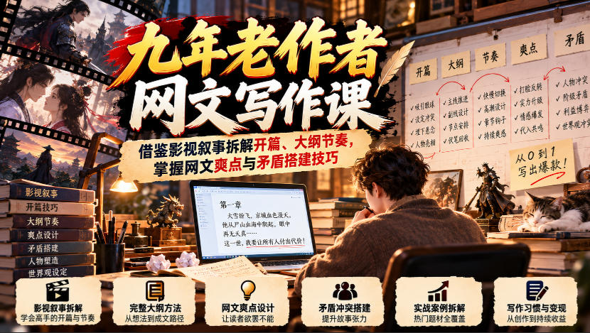 九年老作者网文写作课：影视叙事拆解开篇与大纲搭建