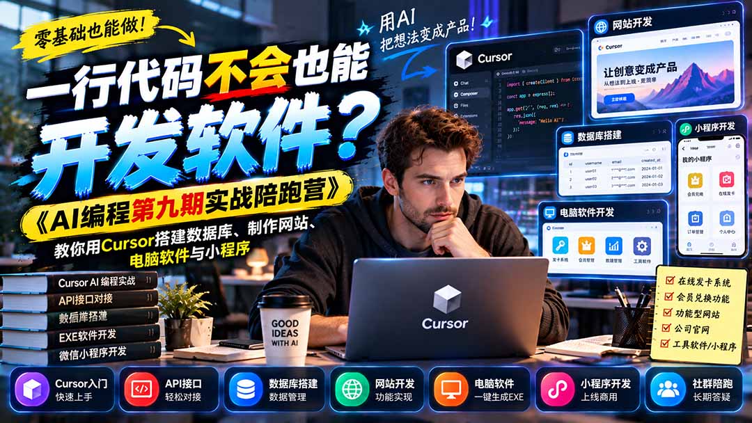 AI编程第九期陪跑营零基础学用Cursor开发软件小程序