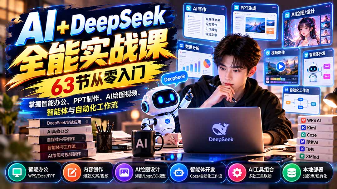 AI+DeepSeek全能实战课63节多场景应用实战课程