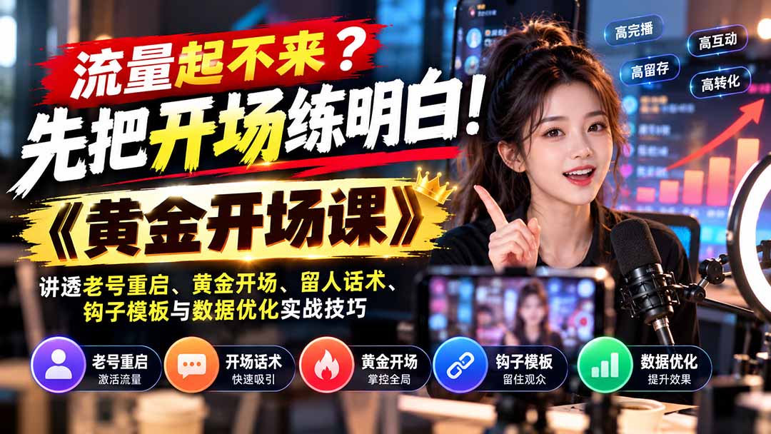 想提升短视频直播流量？黄金开场课助你优化开场表现