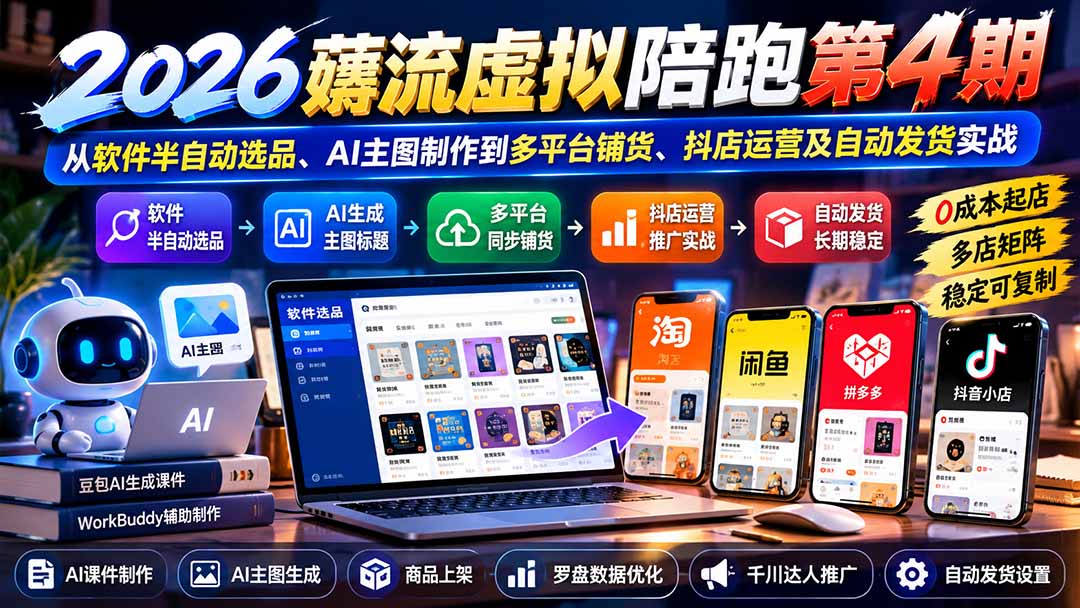 2026薅流虚拟陪跑半自动选品AI主图多平台铺货