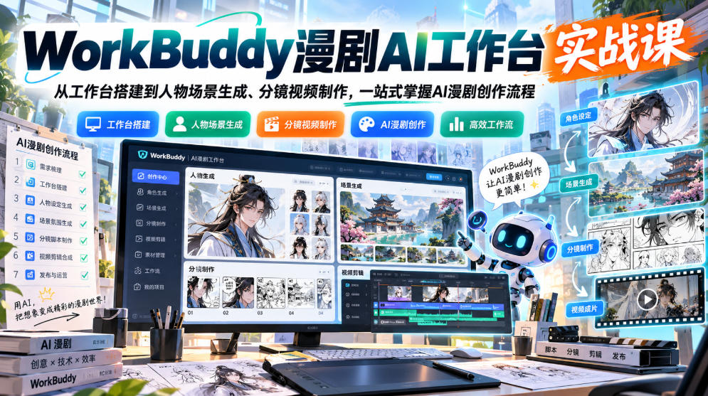 WorkBuddy漫剧AI工作台实战课掌握AI漫剧创作流程
