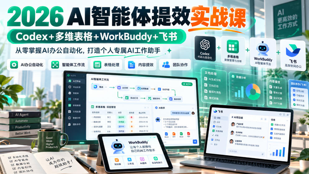 AI智能体办公自动化实战课结合WorkBuddyCodex飞书