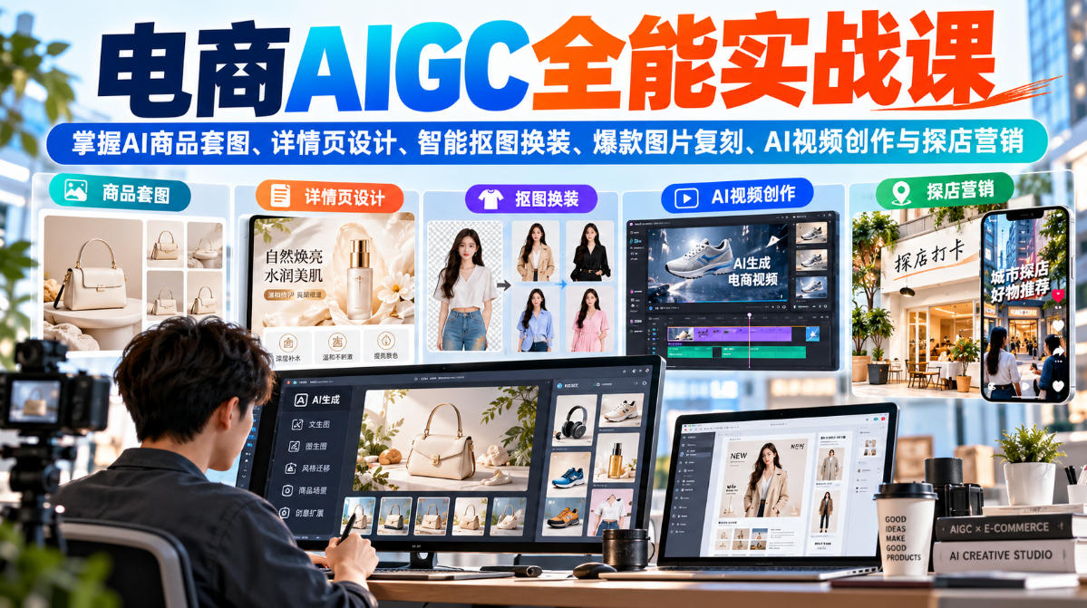 电商AIGC全能实战课掌握电商视觉内容制作核心技能