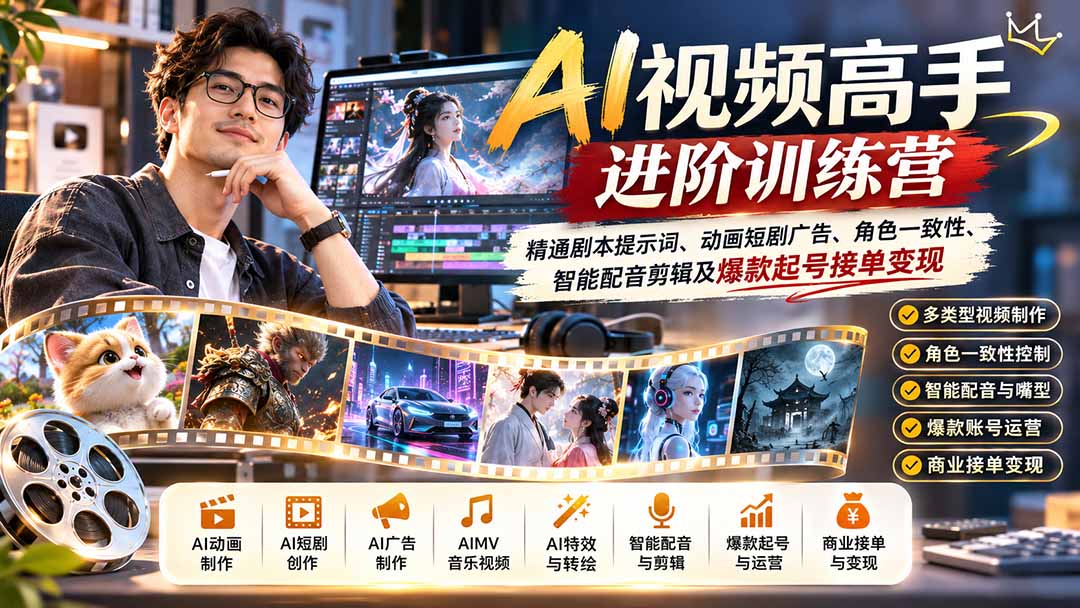 AI视频制作进阶营全流程实操技能学习课程