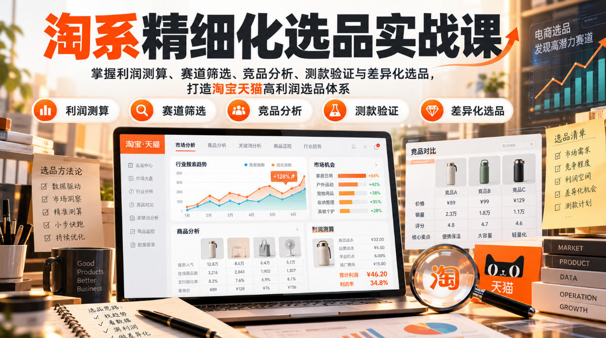 履冰精细化选品课淘宝天猫货架电商选品实战教程
