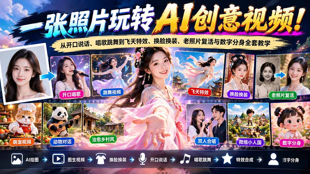 一张照片玩转AI创意视频50节实操教学课程