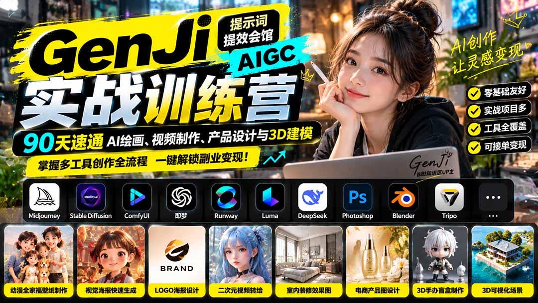 GenJiAIGC实战训练营：掌握多工具AI创作全流程