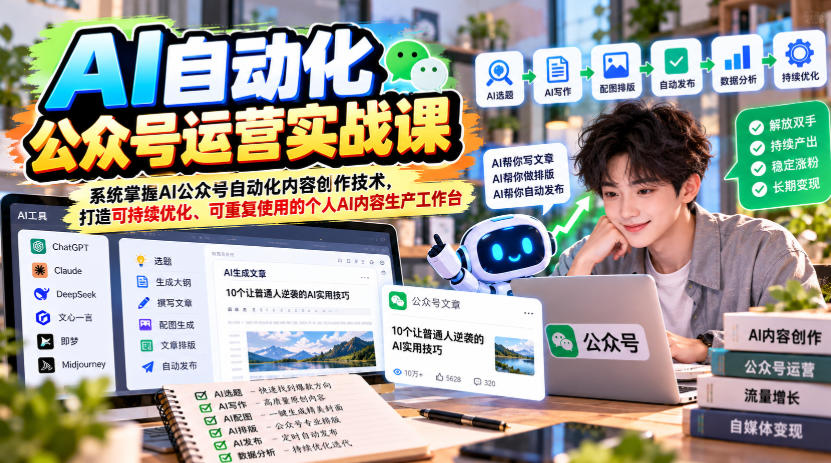 AI自动化公众号运营实战课掌握内容创作自动化技术