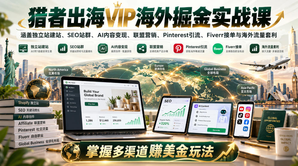 猎者出海VIP海外掘金实战课多项目海外业务实操学习